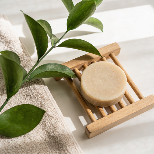 shampoing solide doux naturel dans salle de bain écologique